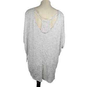 Calvin Klein Womens Plus Size Space dye Jersey Top Size 3X White Gray "FLAW"